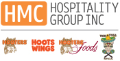 HMC Hospitality Group Inc. logo with Hooters, Hoots Wings, Hooters Foods and Tacos and Tequila